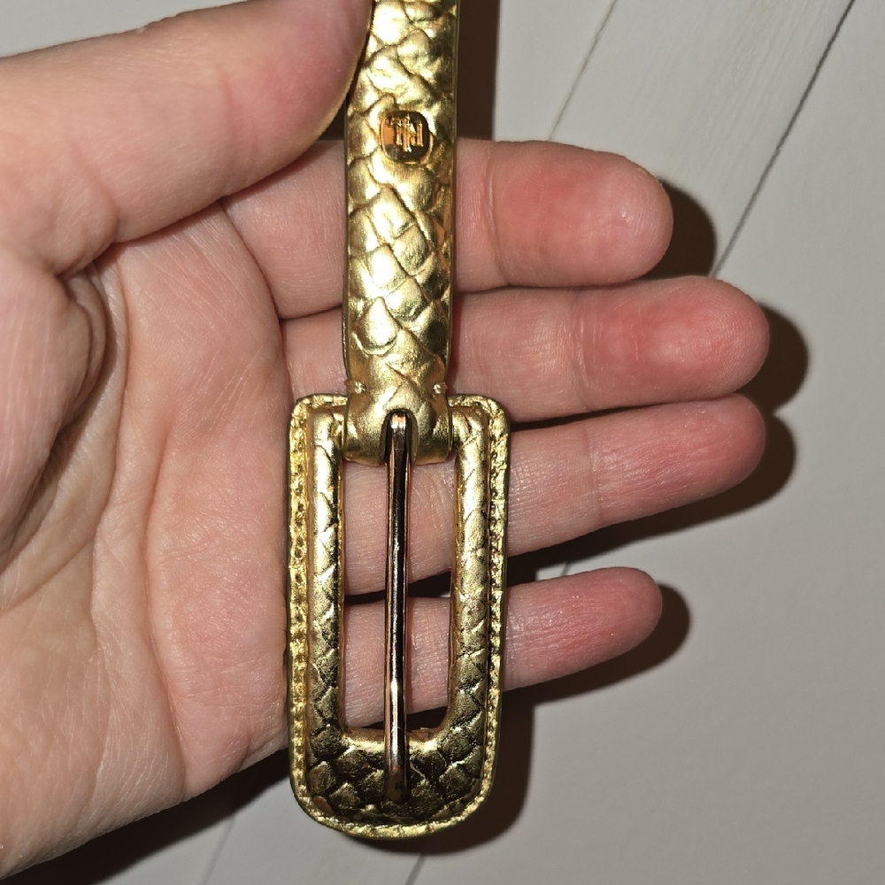 Vintage Ralph Lauren Real Leather Gold Croc Embossed Belt